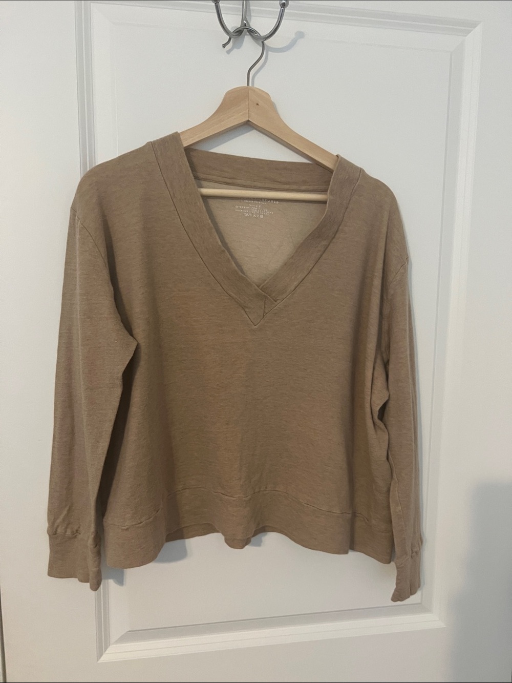 Relaxed V-Neck Sweater in Taupe